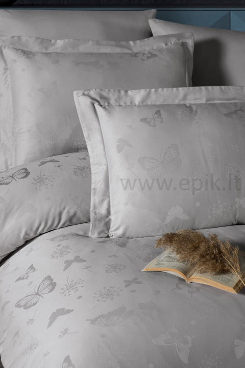 Exclusive žakardinio satino "Jacquard Collection" patalynės komplektas, šviesiai smėlinės/pilkšvos spalvos